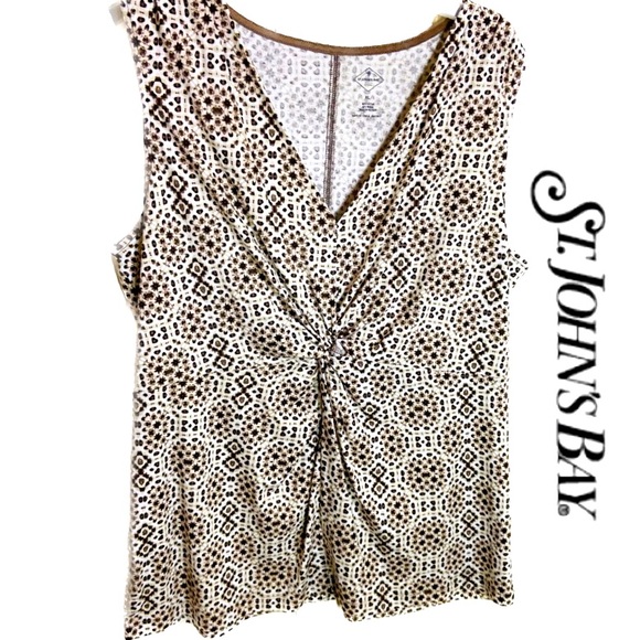 ST. JOHN’s BAY Sleeveless Top Cotton & Modal V-neck Twist Front Detail Size XL - Picture 1 of 4